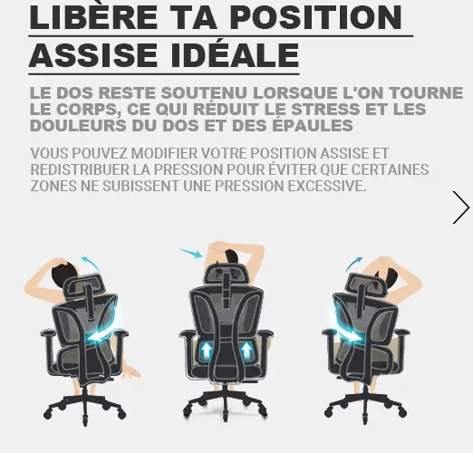 chaise bureau dossier modulable