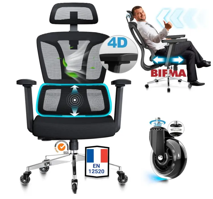 chaise de bureau francaise MELOKEA Ergonomique