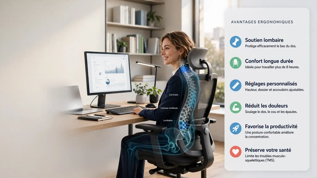 Le fauteuil   de bureau que j’achèterais pour une bonne posture
