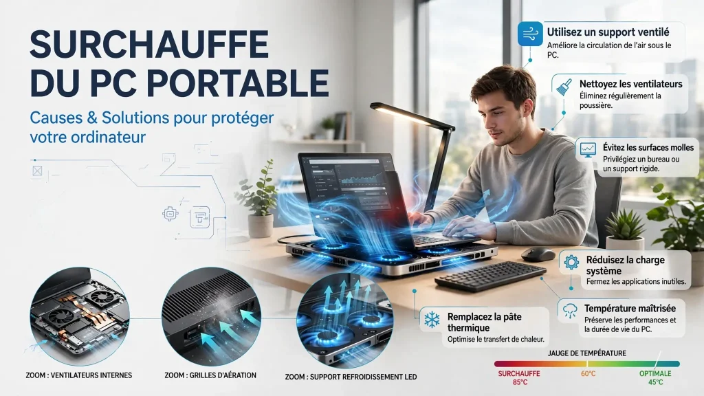 cause et solutions pour pc portable qui chauffe
