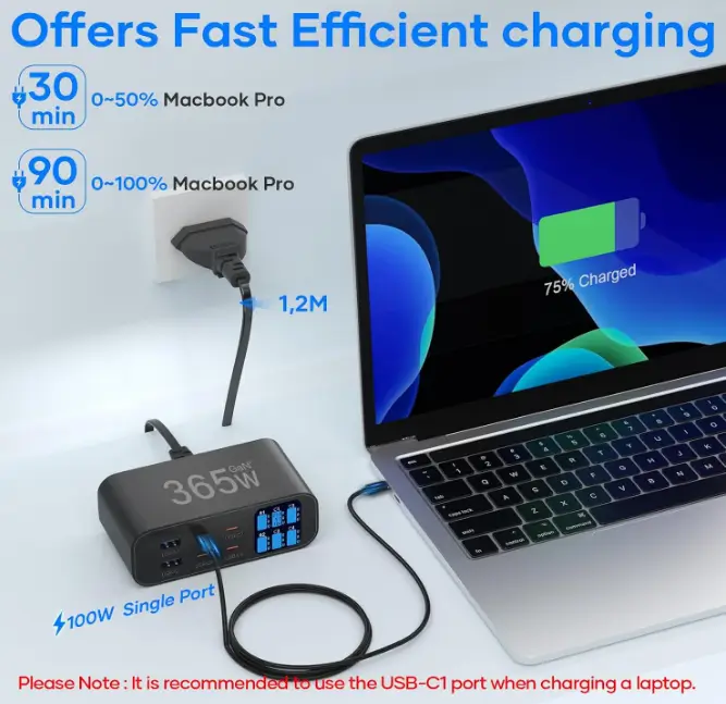 idee cadeau Chargeur USB C Multiple avec Écran LED 6 Ports Station de Charge