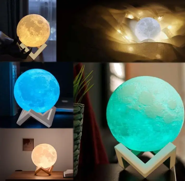 idee cadeau Lampe lune 3D  Couleur tactile