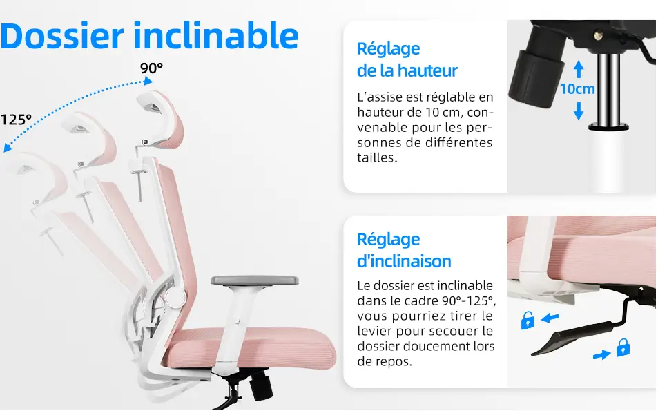 chaise appuit tete reglable