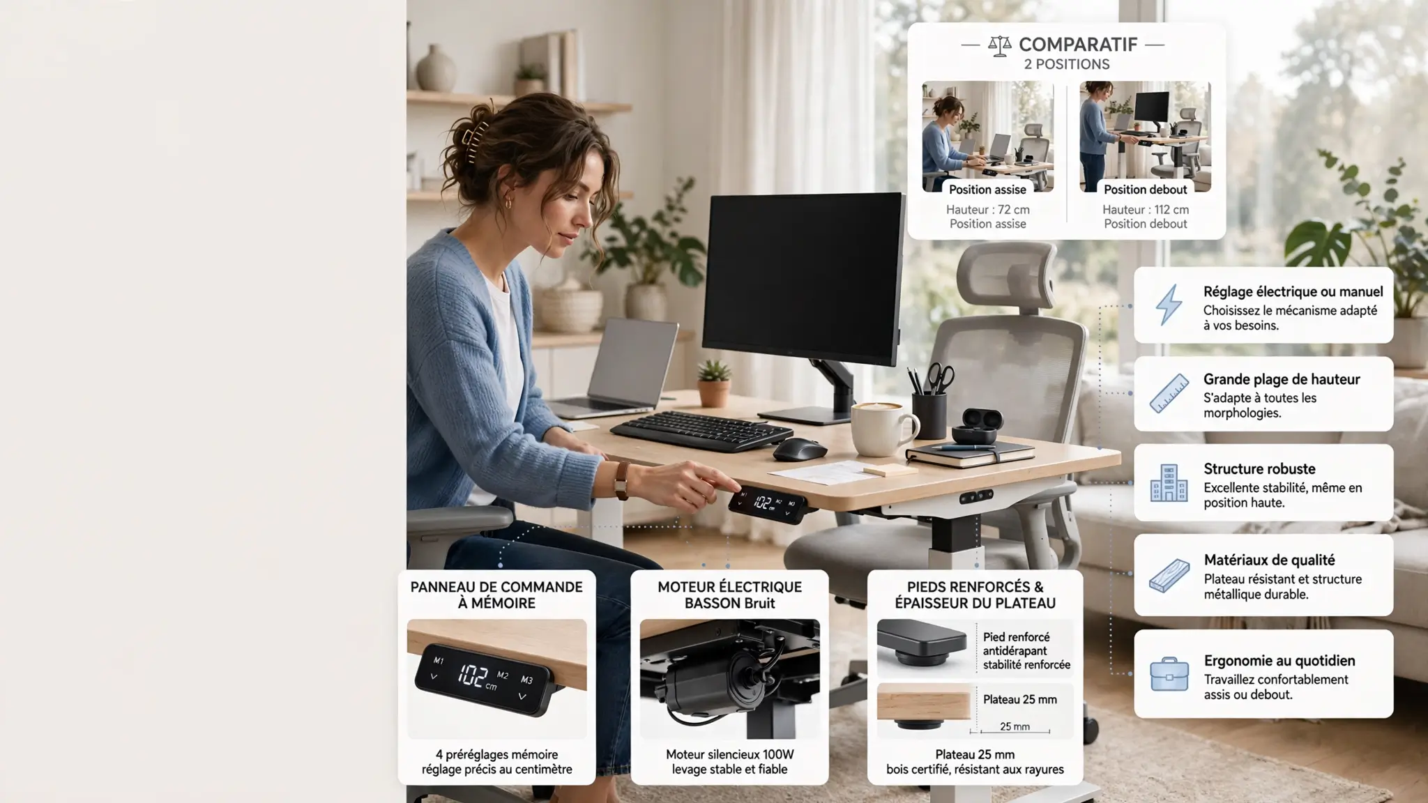 bien choisir votre bureau ajustable en fonction de votre taille 