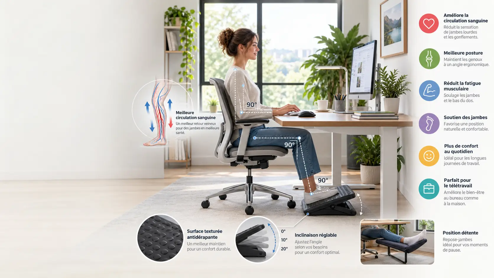 notre avis sur les reposes pieds pour travail au bureau