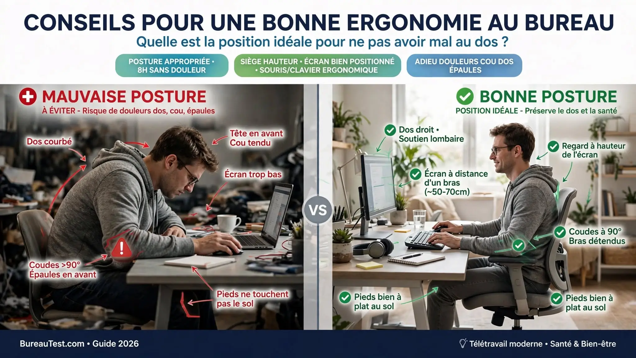 conseil pour bien se tenir au bureau sans douleurs