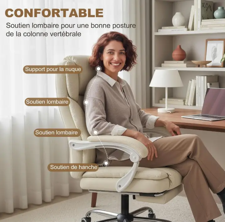 fauteuil de bureau inclinable avec repose-pieds